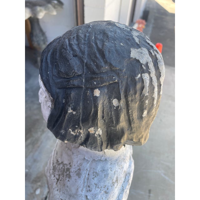 1940's Concrete "Bird Girl" (Peasant Girl) Bird Feeder 47" Tall From Augusta Georgia Estate For Sale - Image 11 of 13