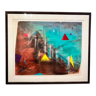 Colorful Abstract Angles and Triangles Painting For Sale