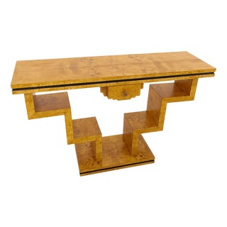 Geometric Walnut Burl Console Table, 1950s For Sale