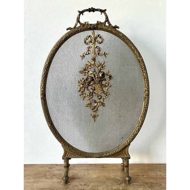 Vintage Baroque Gilt Tipped Fire Screen For Sale - Image 9 of 9