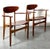 This is a vintage Pair of Teak Armchairs by Arne Hovmand Olsen circa 1950s. Molded teak plywood seat and back set in oak...