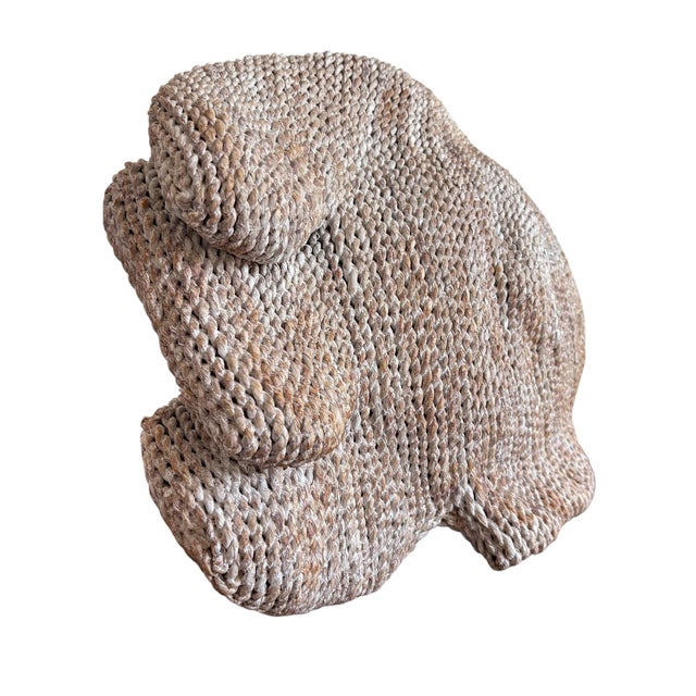 Lovely large jute rope fish sculpture. Sculpture consists of a fish made with a jute rope covering a wood center. Fish is...