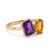 Contemporary Amethyst & Citrine Toi Et Moi Ring | 18k Gold Plated Emerald Cut & Oval Gemstone Ring | Two Stone Cluster Ring Us 7 For Sale - Image 3 of 3