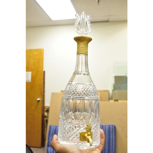 Traditional Vintage French Baccarat Style Bronze Swan & Cut Crystal Glass Liquor Decanter For Sale - Image 3 of 18