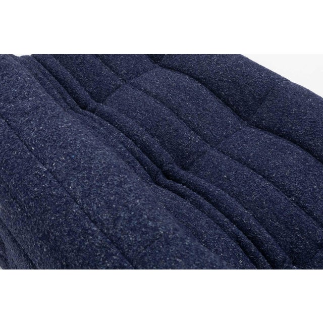 Textile Togo Three-Seater Sofa in Dark Blue Boucle by Michel Ducaroy for Ligne Roset For Sale - Image 7 of 17