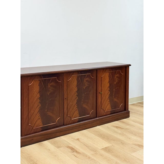 Wood Aurora Mahogany Credenza Sideboard Locking Belgium Mid Century Transitional For Sale - Image 7 of 18