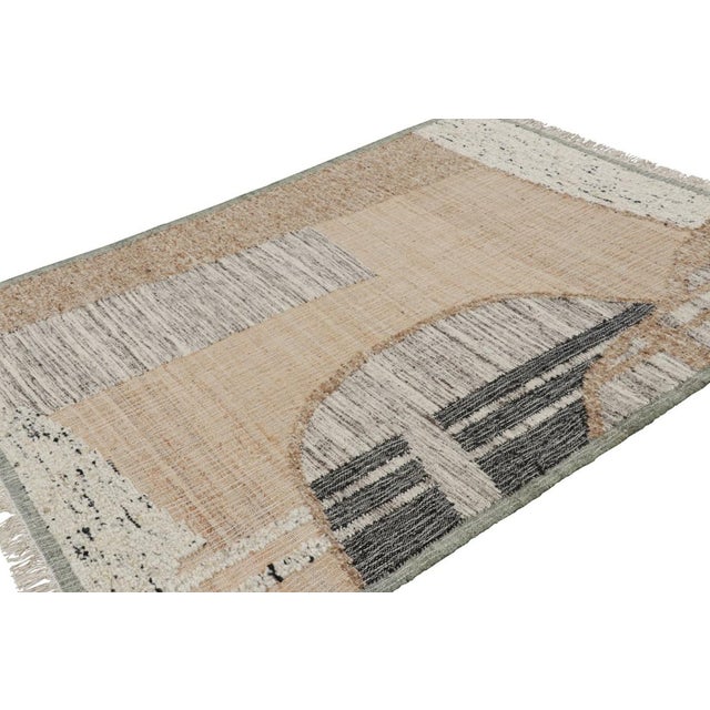 Rug & Kilim Rug & Kilim’s Abstract Flatweave With Beige, Cream, and Black Geometric Patterns For Sale - Image 4 of 7