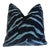 Designer Mokum Animal Bengal Tiger Sapphire Velvet Feather/Down Pillow 21" Square For Sale
