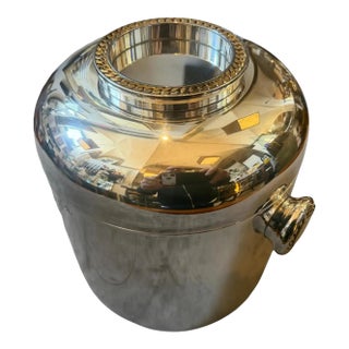1970s Mid-Century Modern Silver Plate and Brass Luxury Wine Cooler by Cesa 1882 For Sale