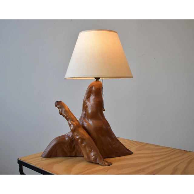 Vintage Sculptural Cypress Knee Table Lamp, Circa 1950s. Polished, organic form with multi-dimensional appeal via the...