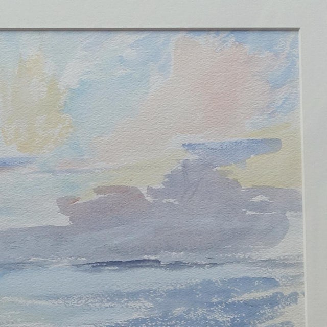 Coastal Late 20th Century Original Seascape Watercolor Signed For Sale - Image 3 of 6