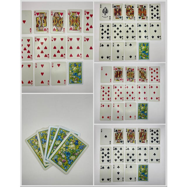 1940’s Floral Playing Cards With Case For Sale - Image 10 of 12