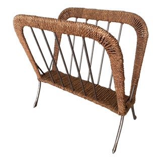 Rope Newspaper Rack in the style of Adnet, 1950s For Sale