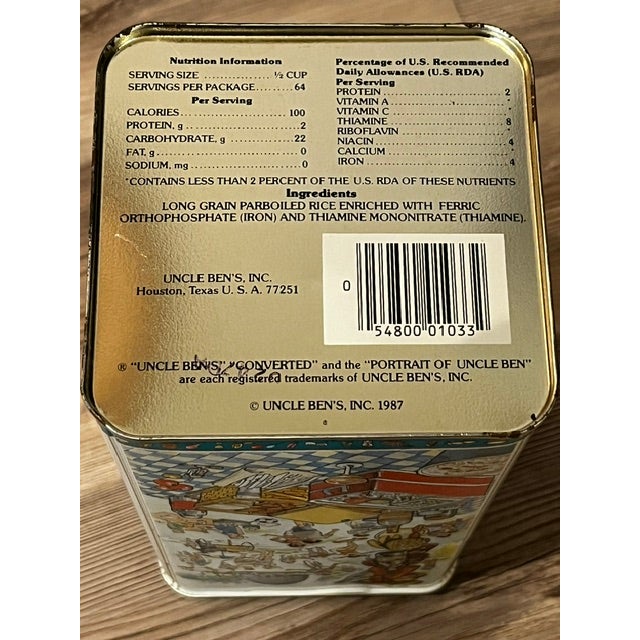Metal Vintage Uncle Ben's Rice Metal Collectible Storage Tin For Sale - Image 7 of 11