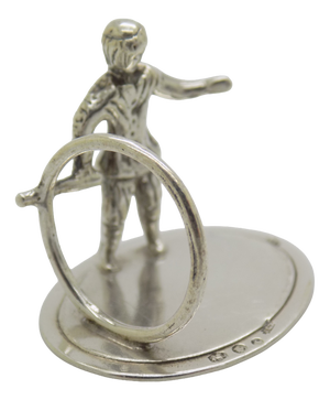 Vintage Dutch Handmade Genuine Silver 835 Child with Hoop Figurine, 1970s