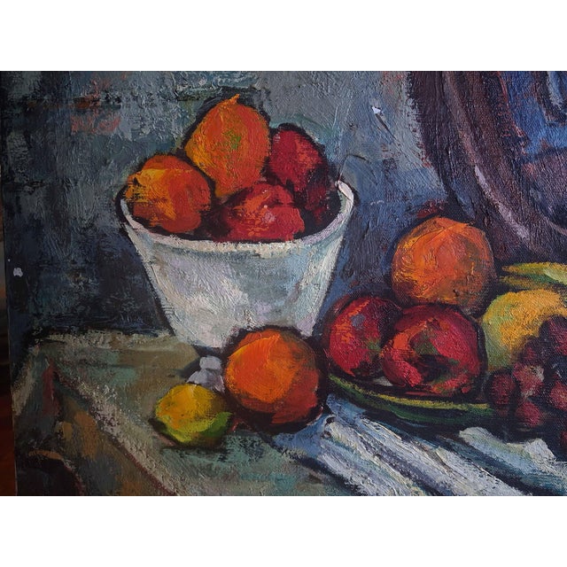 Post Impressionist Vintage Anita Rose Lilien Expressionist Still Life With Fruit and Wine Bottle For Sale - Image 3 of 6