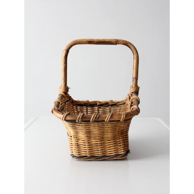 Vintage Gathering Basket With Handle For Sale - Image 10 of 10