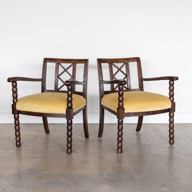 1940s French Wood Armchair For Sale - Image 4 of 11