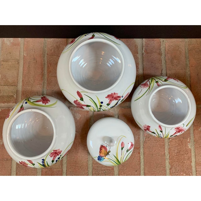 Italian Ceramic Hand Painted Terra-Cotta Stacking Jars - Set of 4 For Sale In Chicago - Image 6 of 11