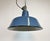 Industrial Blue Enamel Factory Lamp with Cast Iron Top, 1960s For Sale - Image 6 of 14