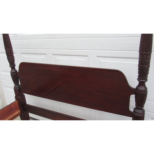1980s Thomasville Queen Poster Bed Rice Cherry Carved For Sale - Image 6 of 10