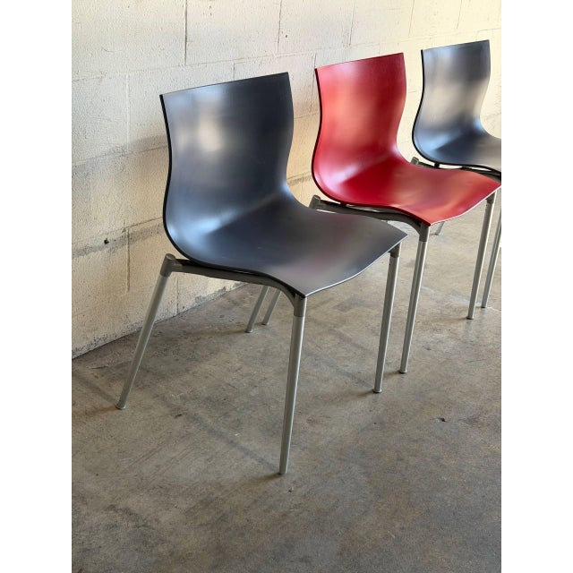 Plastic Philippe Starck Plastic and Metal Stacking Chairs Set of 3 1990s For Sale - Image 7 of 10
