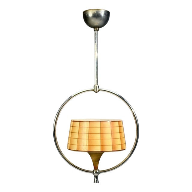 Swedish Modern, Pendant Light, Glass, Metal, Sweden, 1930s For Sale