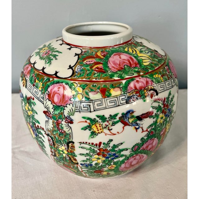 Art Deco Hand Painted Decorative Chinoiserie Ginger Jar With Floral Motifs For Sale - Image 3 of 8