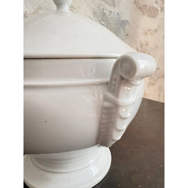 Antique White Antique French White Porcelain Soup Tureen With Pinecone Finial For Sale - Image 8 of 11
