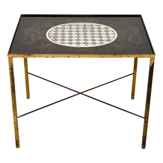 Vintage Brass and Glass Side Table, 1960 For Sale