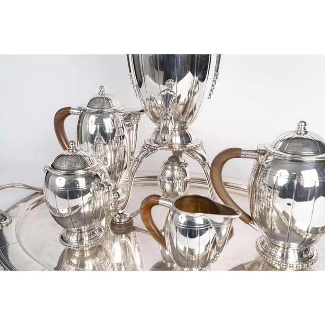 Art Nouveau Coffee and Tea Service with Samovar, Sugar Bowl and Milk Jug, Set of 6 For Sale - Image 4 of 15