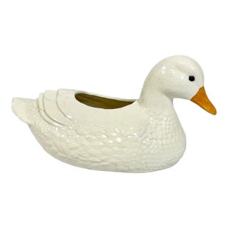 1986 Vintage Folk Art Rustic Adirondack Duck Planter, Artist Initialed For Sale