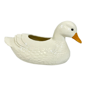 1986 Vintage Folk Art Rustic Adirondack Duck Planter, Artist Initialed