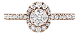18K Rose Gold 1/2 Cttw Composite Marquise Composite Diamond Oval Shaped Halo Engagement Ring (F-G Color, VS1-VS2 Clarity) - Ring Size 7