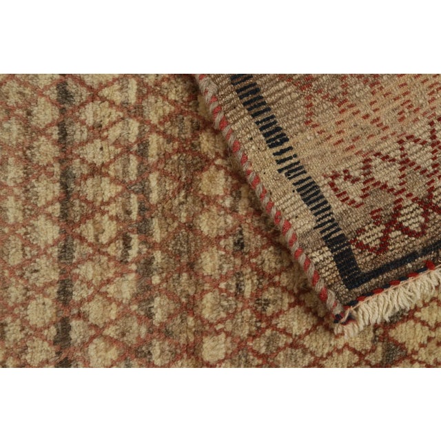 Textile 1950s Vintage Gabbeh Tribal Rug in Beige-Brown With Red Lattice Pattern For Sale - Image 7 of 8