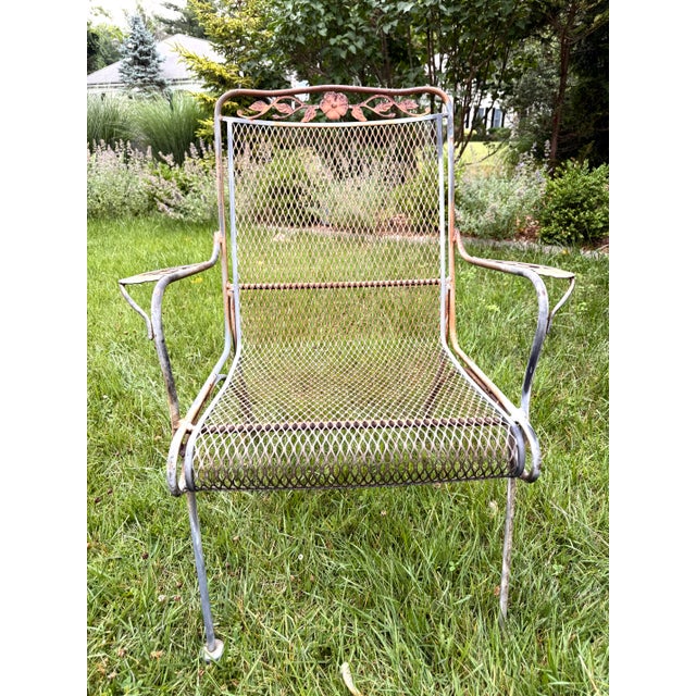 Vintage Woodard Style Wrought Iron Patio Dining Set - 7 Pieces For Sale In New York - Image 6 of 12