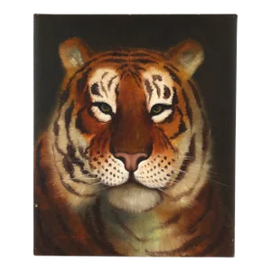 Vintage Original Tiger Painting Oil on Canvas