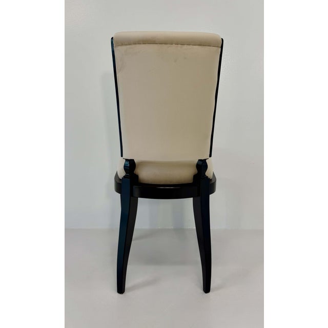 Vintage French Dining Chairs in Black Lacquer and Beige Velvet, 1980s, Set of 10 For Sale - Image 10 of 11