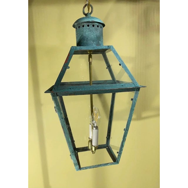 1980s Vintage Four-Sides Hanging Copper Lantern For Sale - Image 5 of 12