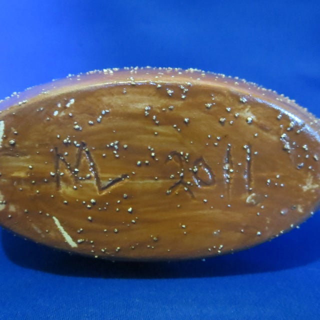 Hand Thrown Studio Pottery Oval Vase Two Tone Speckle Style For Sale - Image 11 of 17