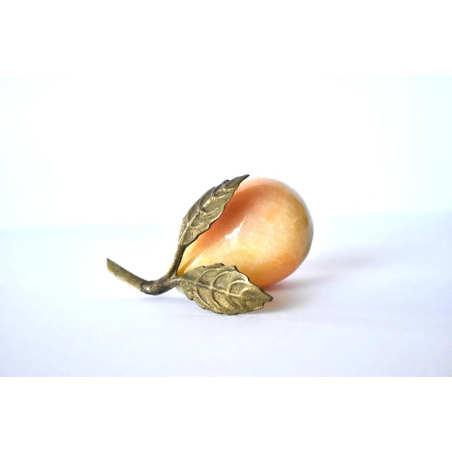 Mid-Century Italian Marble & Brass Pear Paperweight For Sale - Image 4 of 6