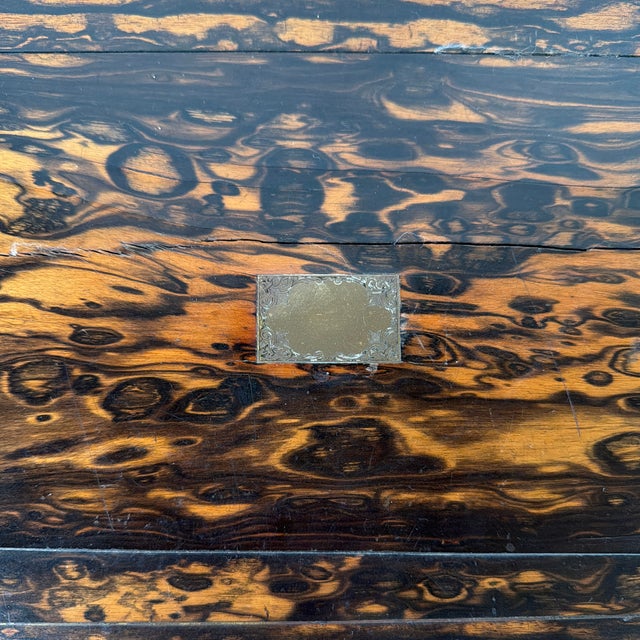 Antique Victorian Coromandel Wood Box With Brass Trim and Removable Interior Tray, 19th Century For Sale - Image 9 of 12