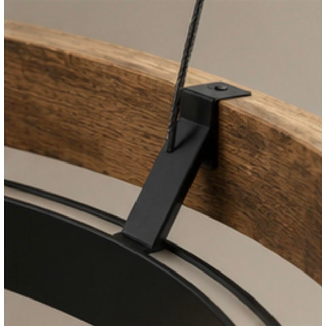 Visual Comfort - Grace Contemporary Chandelier in Matte Black & Weathered Oak Wood For Sale In Los Angeles - Image 6 of 8