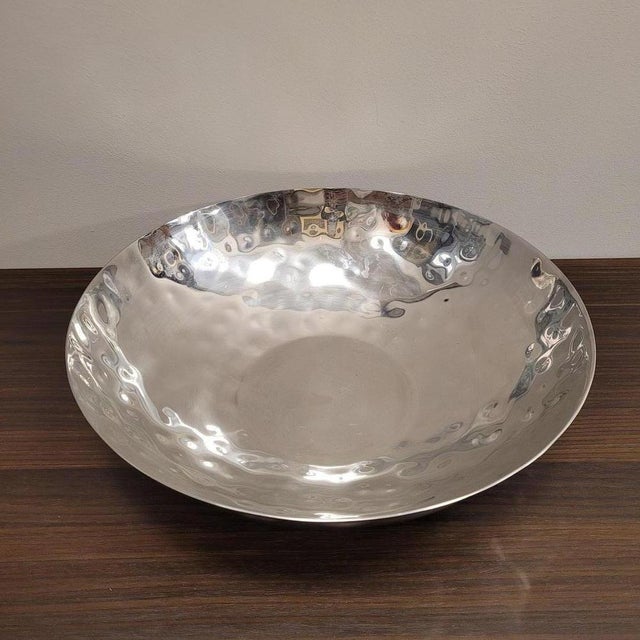 Silver Hammered Aluminum Centerpiece, Italy, 1970s For Sale - Image 8 of 14