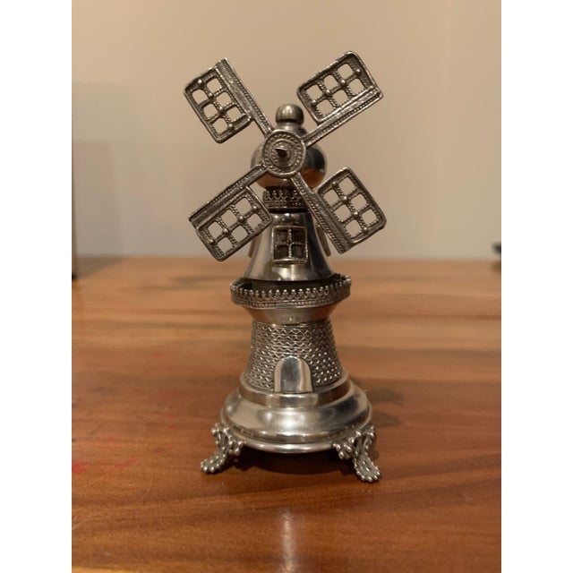 Mid-Century Sterling Silver Intricate Working Windmill Tower on Feet With Spinning Blades For Sale - Image 12 of 12