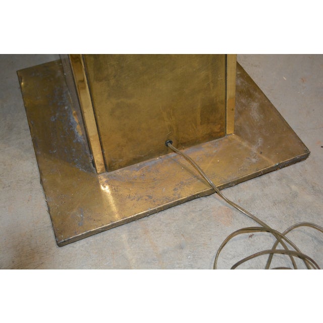 Metal 1970s Mid-Century Modern Attributed to Belgochrom Mid Century Brass Tall Uplighter Floor Lamp W/ Glass Globe For Sale - Image 7 of 18