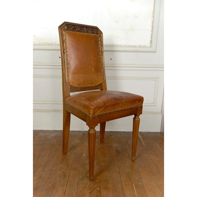 Art Deco Side Chairs in Carved Walnut attributed to Gauthier-Poinsignon, 1920s, Set of 6 For Sale - Image 9 of 18