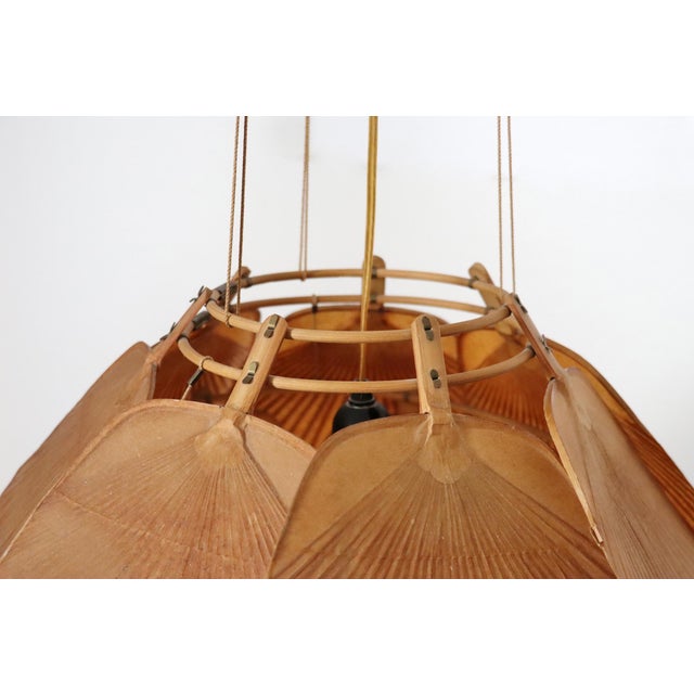 Wood Uchiwa Series Ju-Yon Chandelier by Ingo Maurer for Design M, Germany, 1973 For Sale - Image 7 of 14