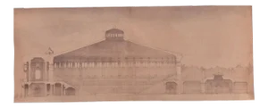 Unknown - Architectural Design Original Ink and Watercolor on Cardboard-Early 20th Century
