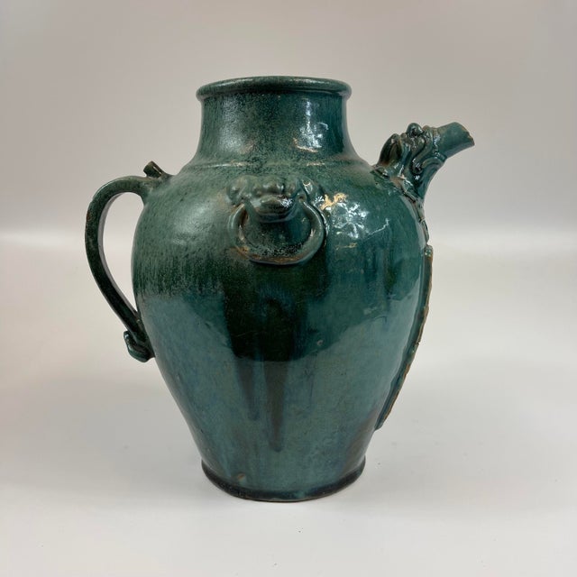 Turquoise Chinese Ceramic Wine Jug in Turquoise Early 19th Century For Sale - Image 8 of 13